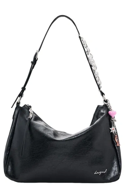 Desigual Square Faux Leather Shoulder Bag In Black