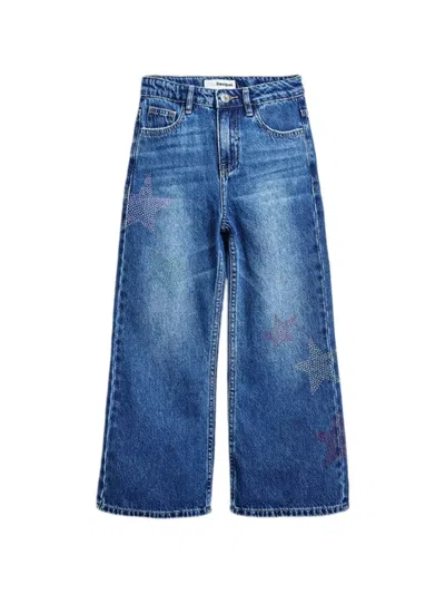Desigual Kids' Star-detail Jeans In Blue