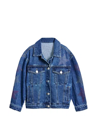 Desigual Kids' Star-embellished Denim Jacket In Blue