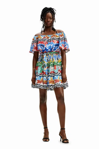 Desigual Stella Jean Ethnic Short Dress In Material Finishes