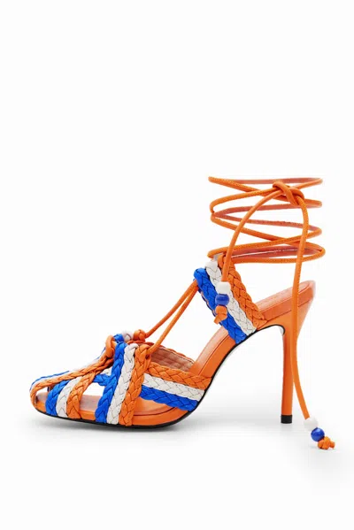Desigual Stella Jean Heeled Sandal In Orange