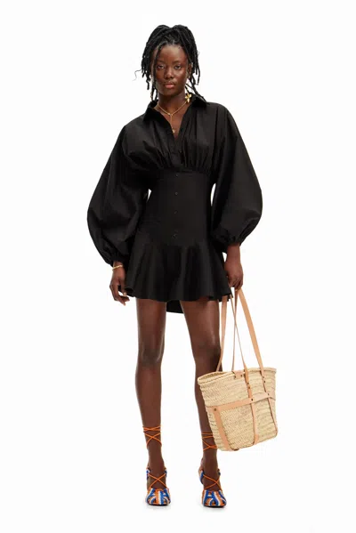Desigual Stella Jean Short Corset Dress In Black