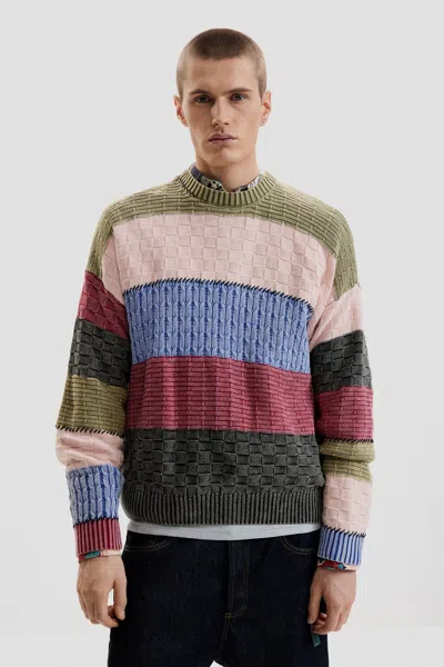 Desigual Stitch Knit Sweater In Multi