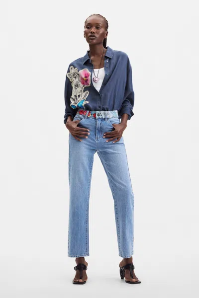 Desigual Straight Jeans In Blue