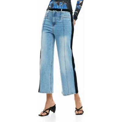 Desigual Straight Leg Crop Jeans In Blue