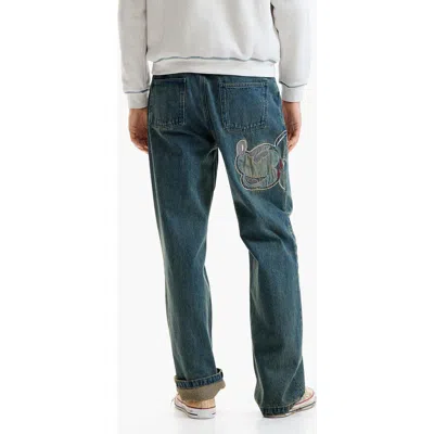Desigual Straight Leg Jeans In Medium Blue
