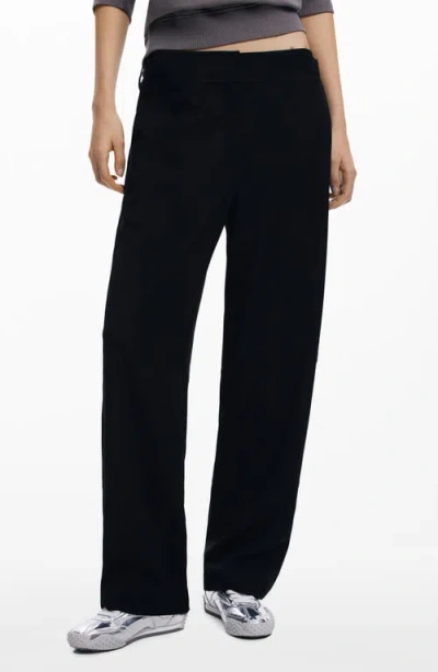 Desigual Straight Leg Utility Pants In Black