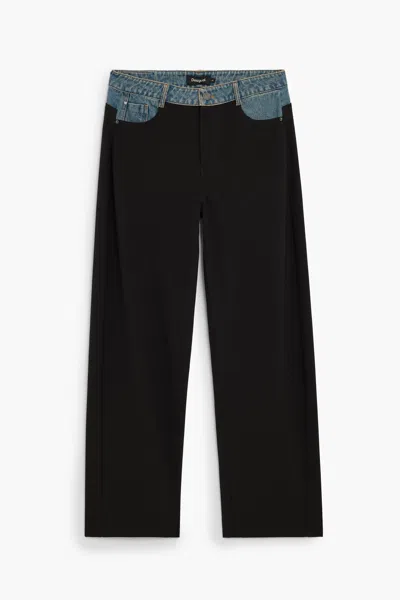 Desigual Straight Pants 100% Cotton In Black