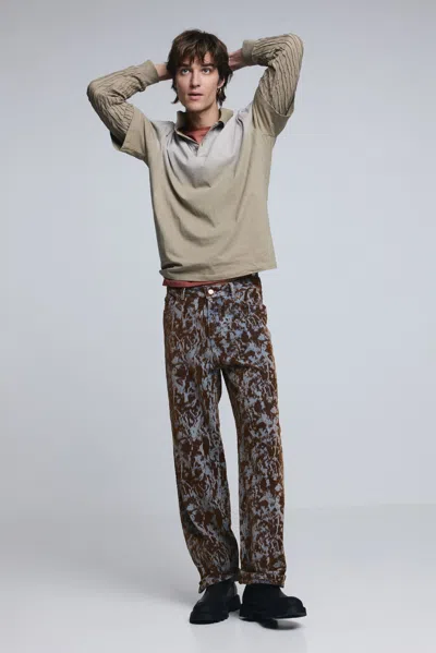 Desigual Straight Textured Trousers In Multi
