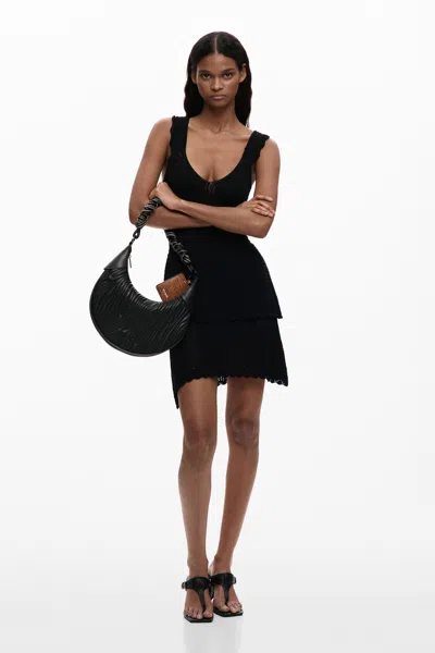Desigual Strappy Knit Dress In Black