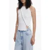 Desigual Straps Rib Tank In White