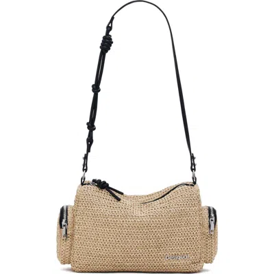 Desigual Straw Shoulder Bag In Brown