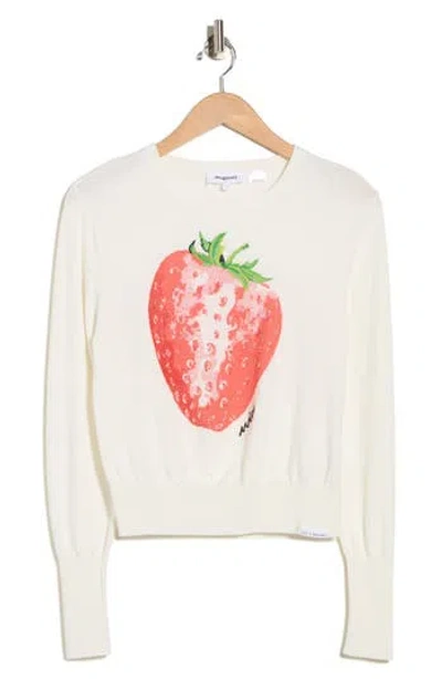 Desigual Strawberry Knit Sweater In White