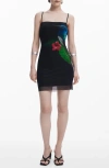 Desigual Stretch Mesh Cover-up Minidress In Black