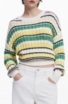 Desigual Colorful Striped Sweater In Multi Stripe