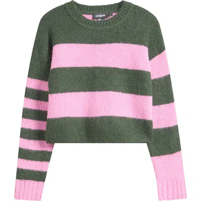 Desigual Stripe Flat Knit Thick Gauge Sweater In Multi