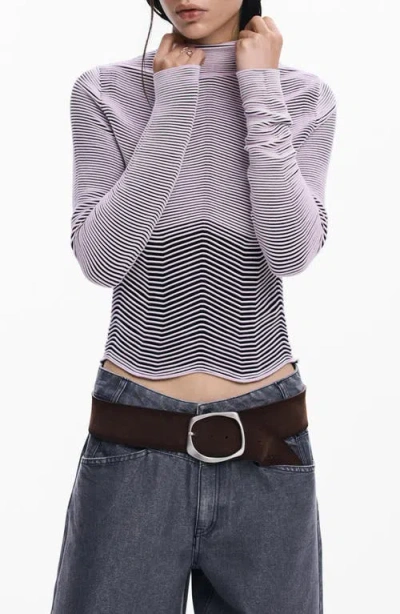 Desigual Stripe Mock Neck Sweatshirt In Multi