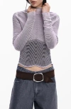 Desigual Stripe Mock Neck Sweatshirt In Pink