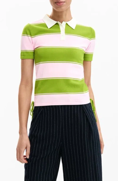 Desigual Polo Shirt With Ties In Multi