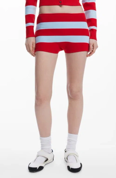 Desigual Stripe Shorts In Red