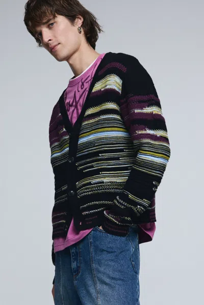 Desigual Striped Cardigan Sweater In Multi