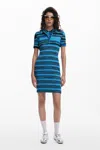 Desigual Variegated Stripe Short Sleeve Sweater Dress In Blue