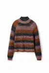 Desigual Striped Knit Pullover In Red