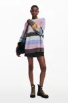 Desigual Striped Knit Sweater In Material Finishes