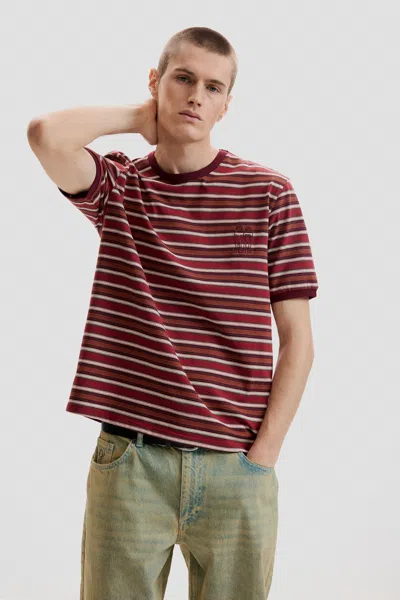 Desigual Striped Knit T-shirt In Red