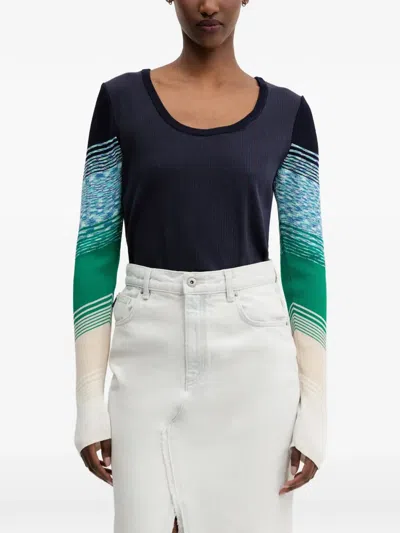 Desigual Striped Long-sleeve Top In Multi