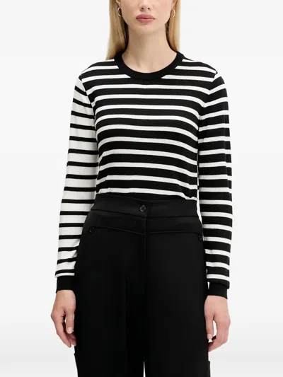 Desigual Striped Long-sleeved Sweatshirt In Black