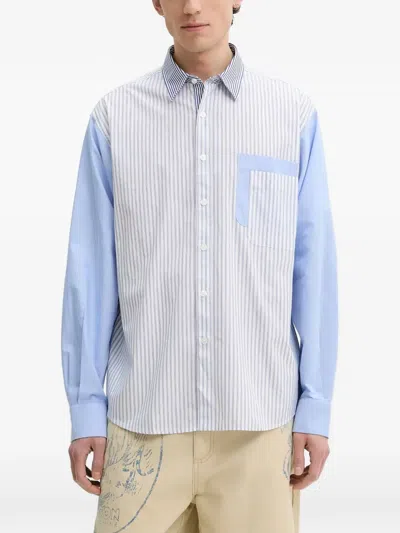 Desigual Striped Panelled Shirt In Blue