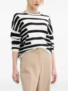 Desigual Striped Panelled Sweater In Black