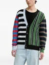 Desigual Striped Patchwork Cardigan In Multi
