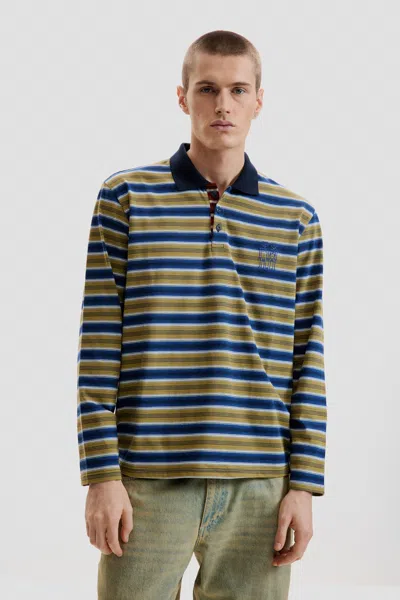 Desigual Striped Polo T-shirt In Blue