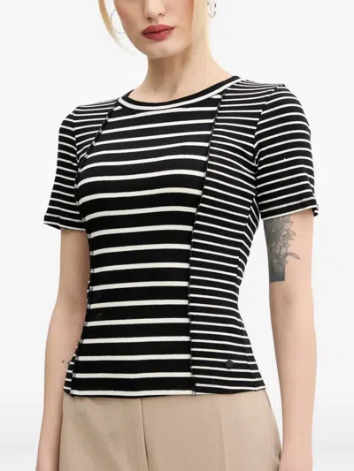 Desigual Striped Short-sleeved T-shirt In Black