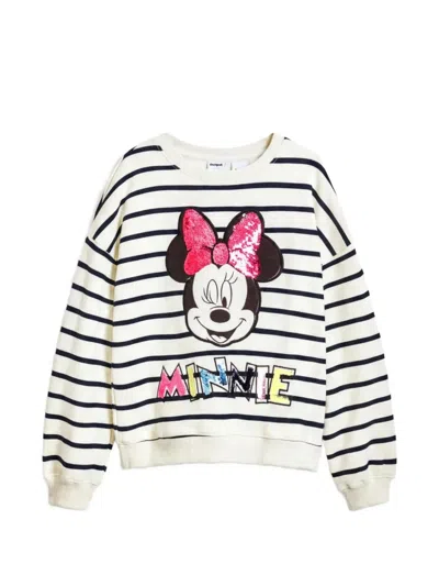 Desigual Kids' Striped-patterm Sweatshirt In White