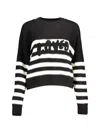 Desigual Stripe-pattern Embroidered Sweater In Black