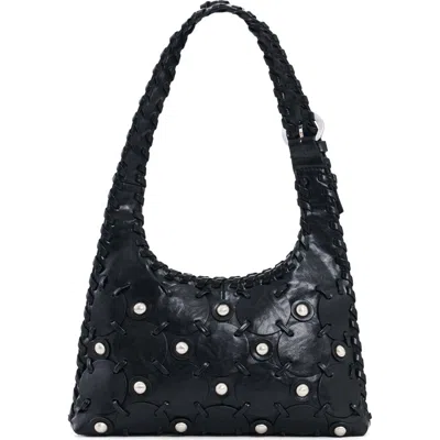 Desigual Studded Faux Leather Shoulder Bag In Black