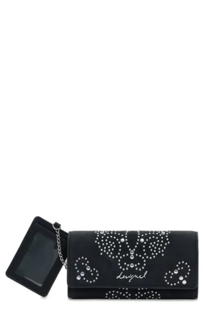 Desigual Studded Faux Leather Wallet In Black