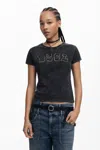 Desigual Bead Embellished Cotton Graphic T-shirt In Black