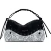 Desigual Studded Snakeskin Print Faux Leather Handbag In Black