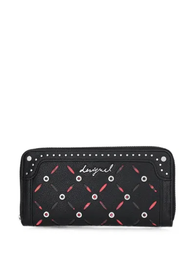 Desigual Stud-embellished Wallet In Pink