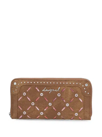 Desigual Stud-embellished Wallet In Red