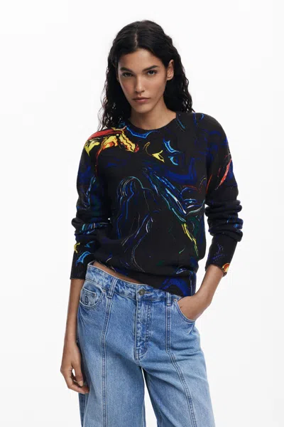 Desigual Sweater Designed By Mr. Christian Lacroix In Blue