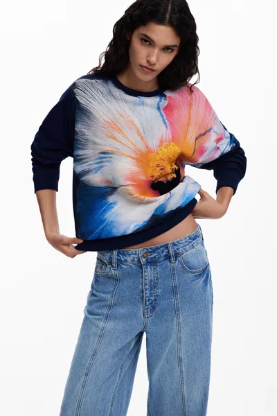 Desigual Sweatshirt Big Flower In Multi