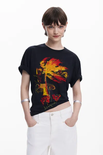 Desigual ヤシの木のtシャツ In Black
