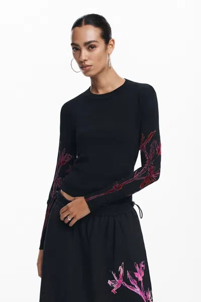 Desigual オーキッドスリーブtシャツ In Black