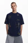 Desigual トライバル刺繍のtシャツ In Blue