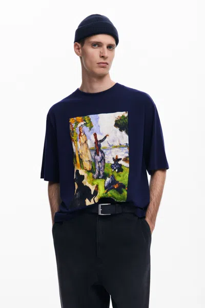 Desigual ペイントプリントtシャツ In Blue